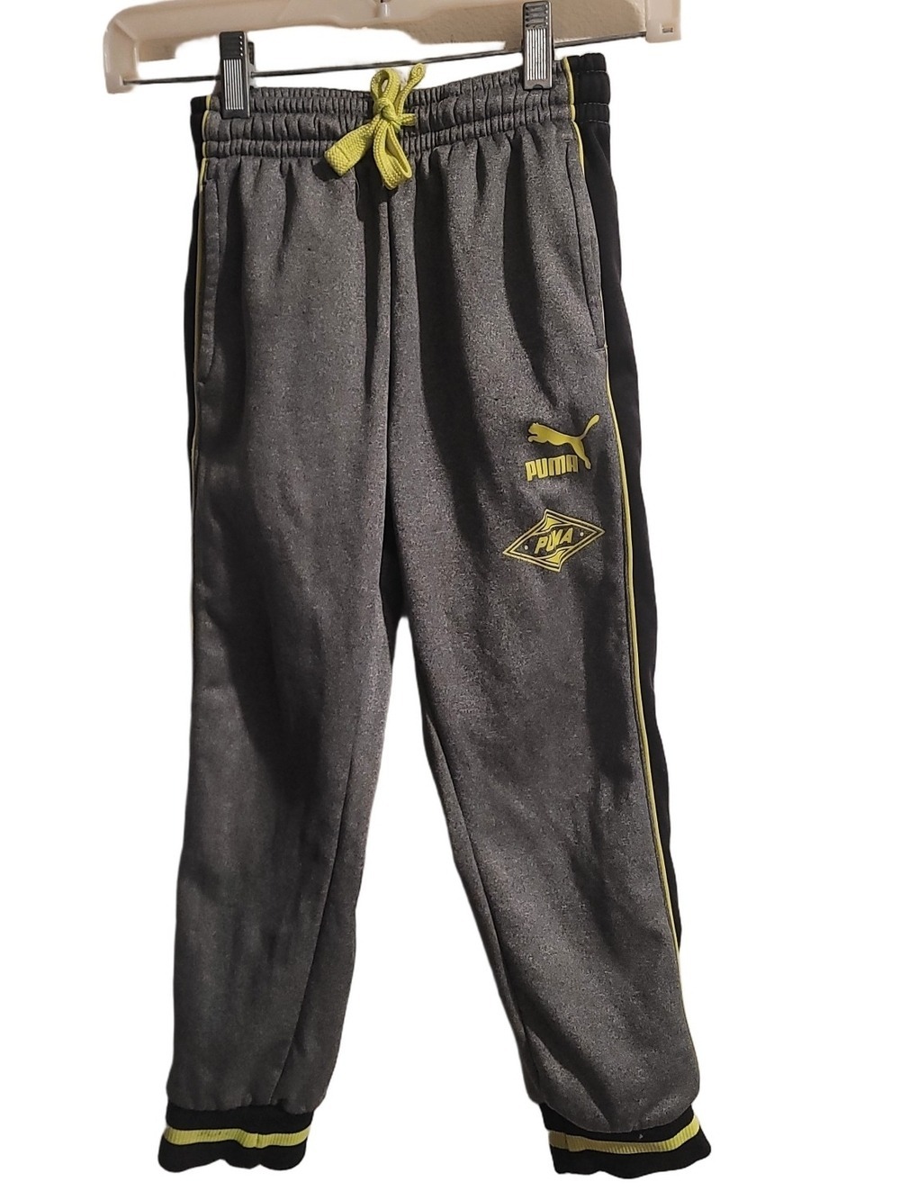 PUMA Kids Gray & Yellow Athletic Jogger Pants